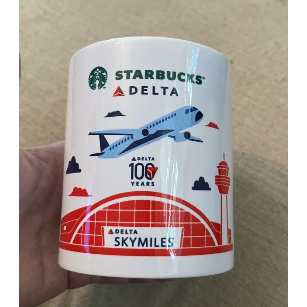 Starbucks Delta Airlines Coffee Mug Skymiles Rare HTF Aviation Plane 100 Years